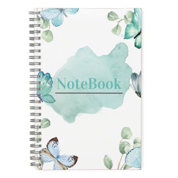 Blue and White Aesthetic Butterfly 5.5" x 8.5" Notebook