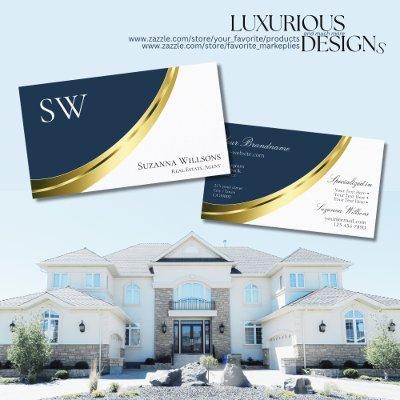 Blue and White Gold Decor with Monogram Stylish