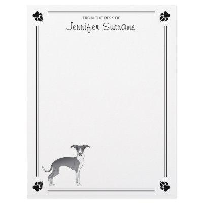Blue And White Italian Greyhound With Paws & Text Letterhead