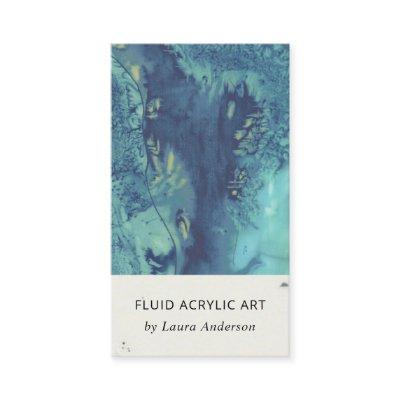 BLUE AQUA TEAL FLUID ACRYLIC RESIN ART ARTIST BUSI