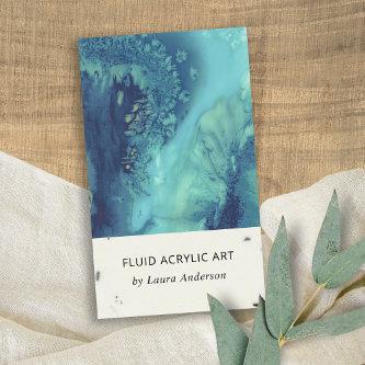 BLUE AQUA TEAL FLUID ACRYLIC RESIN ART ARTIST