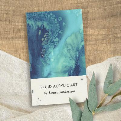 BLUE AQUA TEAL FLUID ACRYLIC RESIN ART ARTIST