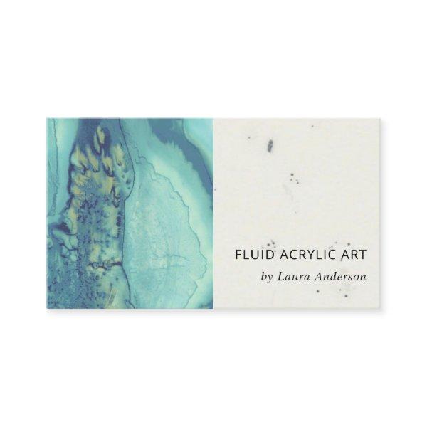 BLUE AQUA TEAL FLUID ACRYLIC RESIN ART ARTIST