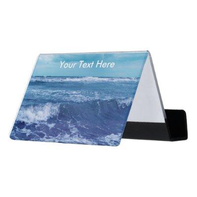 Blue Atlantic Ocean Photograph White Cap Waves Desk  Holder