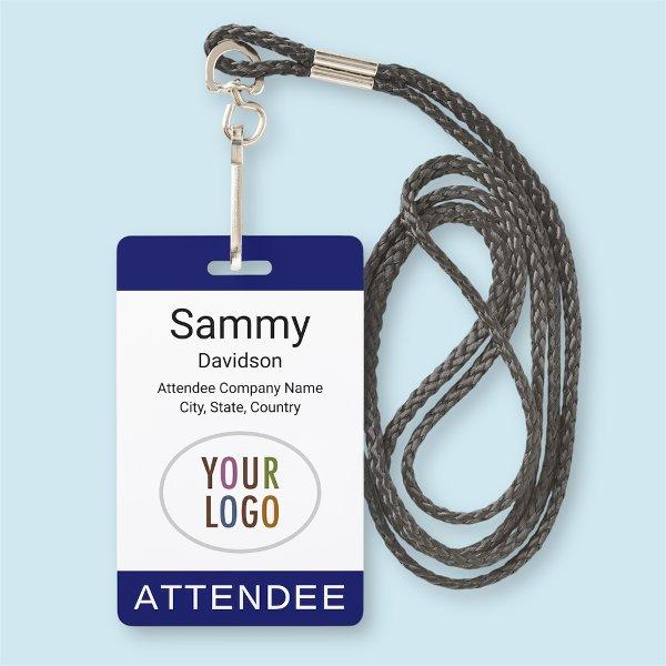 Blue Attendee Badge Event Logo Lanyard Clip Reel
