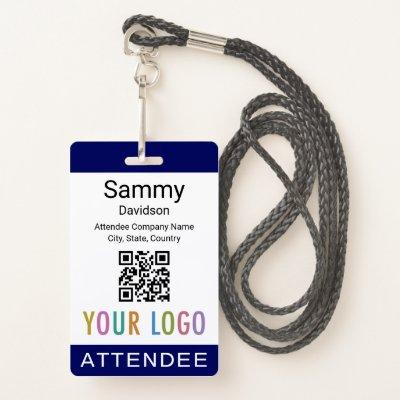 Blue Attendee Event Badge Conference QR Code Logo
