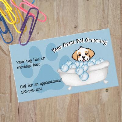 Blue Bathtub Bubbles Dog Groomer Services