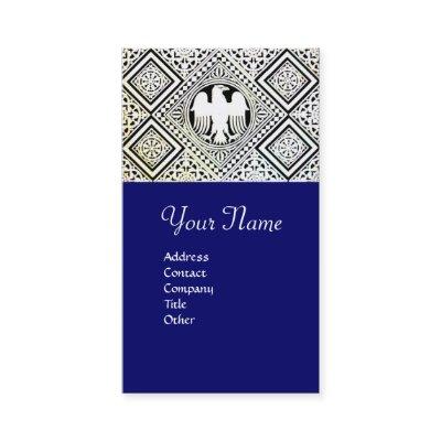 BLUE BLACK AND WHITE ROMAN EAGLE DAMASK MOTIFS