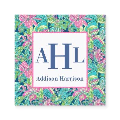 Blue Chinoiserie calling card, Monogram Enclosure Square