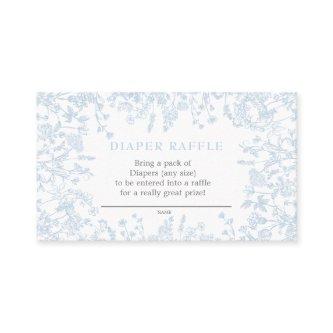 Blue Chinoiserie floral diaper raffle card, game