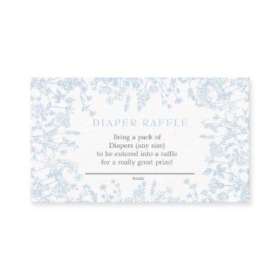 Blue Chinoiserie floral diaper raffle card, game