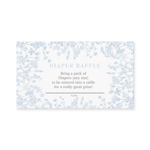 Blue Chinoiserie floral diaper raffle card, game