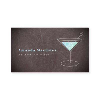 Blue Cocktail Bartender Mixologist Chalkboard