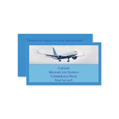 Blue Commercial  Airplane Captain Pilot