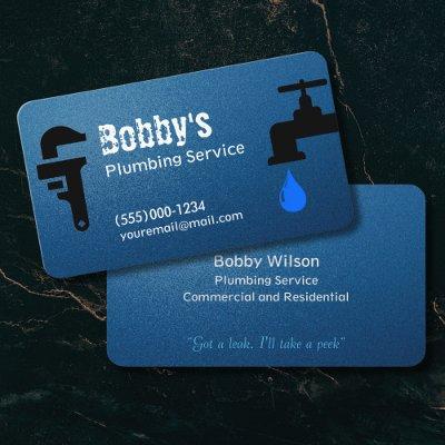Blue Contractor Plumbing Service Chrome Design