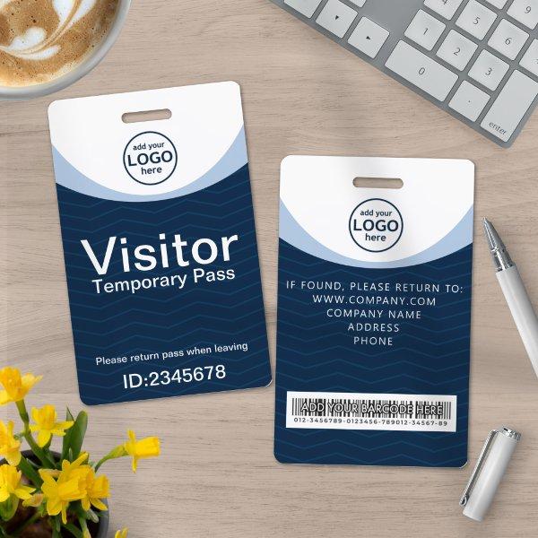 Blue Corporate Visitor Pass ID Barcode with custom Badge