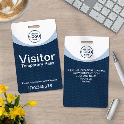 Blue Corporate Visitor Pass ID Custom Logo Badge