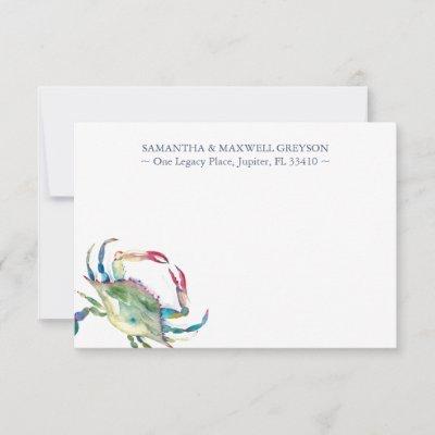 Blue Crab Personalized Stationery Note Card