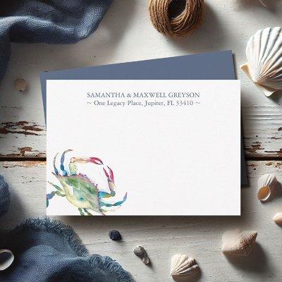 Blue Crab Personalized Stationery Note Card