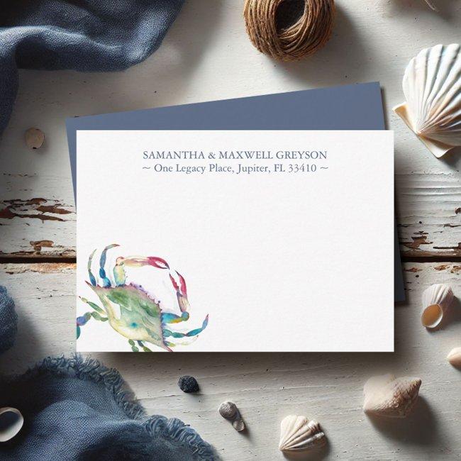 Blue Crab Personalized Stationery Note Card