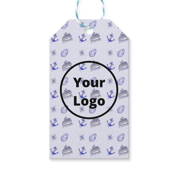 Blue cruise ship business pattern gift tags