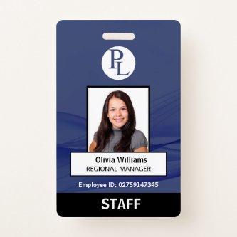 BLUE Custom Vertical Professional Staff Photo ID Badge
