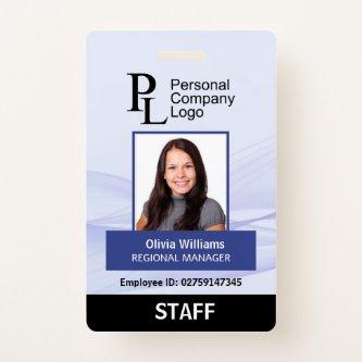 BLUE Customized Vertical Company Staff Photo ID Badge