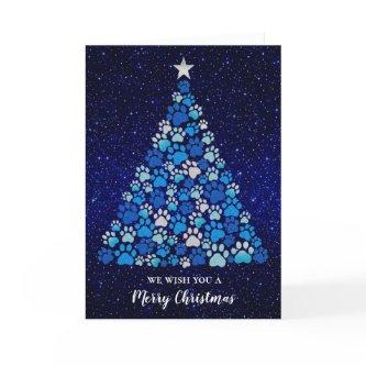 Blue Dog Paws Tree Groomers Pet Docs Holiday Card