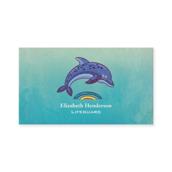 Blue Dolphin Jumping Over Colorful Water