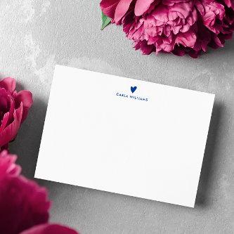 Blue Doodle Heart Formal Classic Family  Note Card