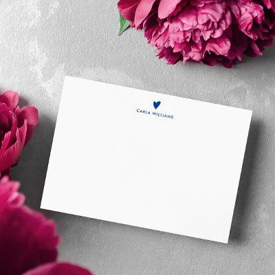 Blue Doodle Heart Formal Classic Family  Note Card