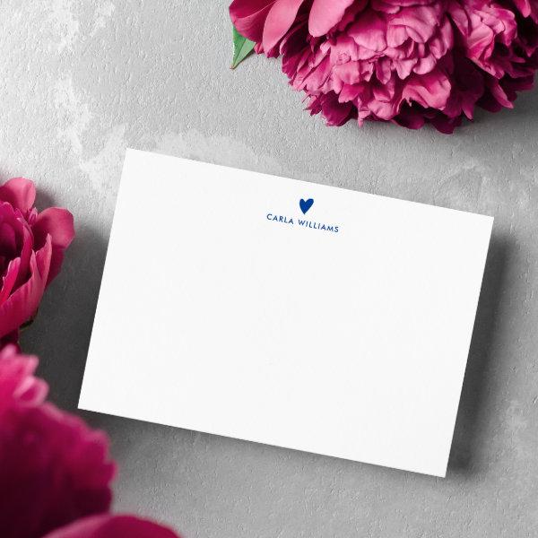 Blue Doodle Heart Formal Classic Family  Note Card