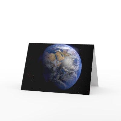 Blue Earth From Space  Inspirational Card