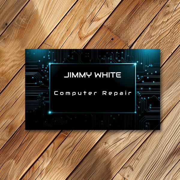 Blue Electric Circuit Design Computer Repair