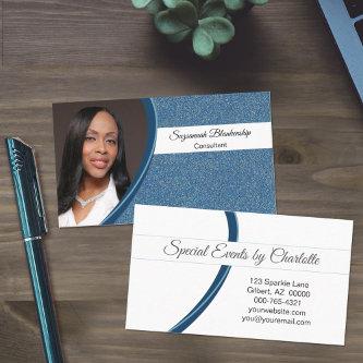 Blue Faux Glitter with Professional Custom Photo