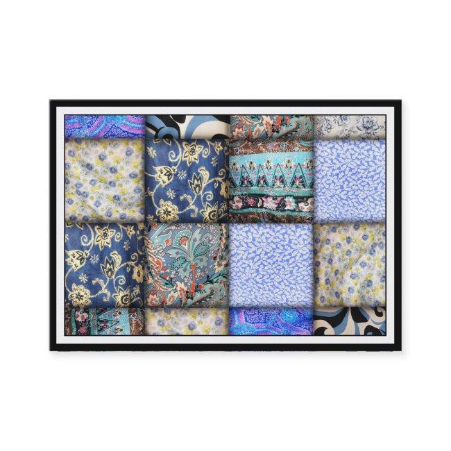 Blue Faux Patchwork Quilting Pattern