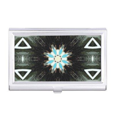 blue feather star-burst on black  holder