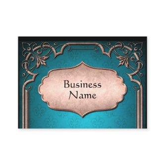 Blue fleur de lis bronze victorian damask