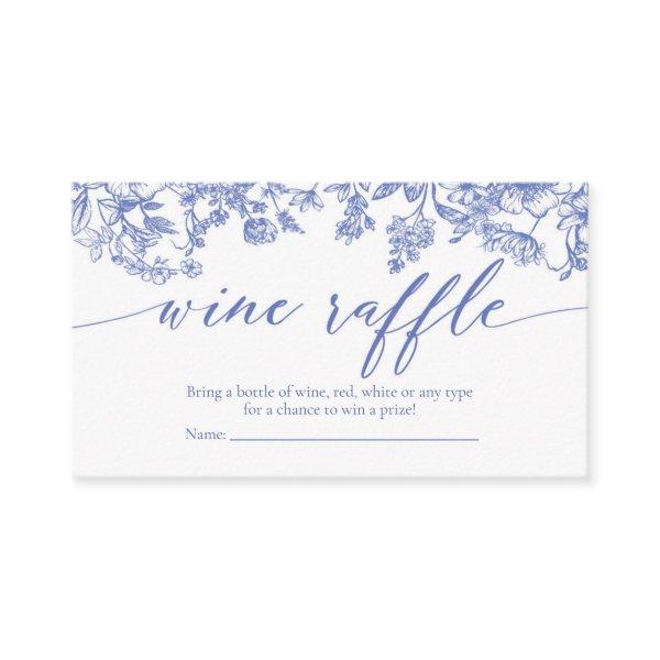 Blue Floral Bridal Shower Wine Raffle Ticket Game