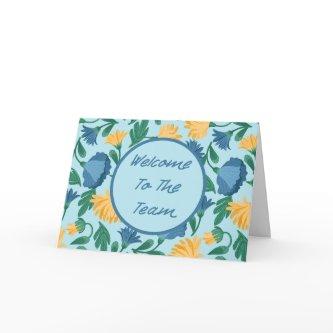 Blue Floral Welcome to the Team New Employee Card