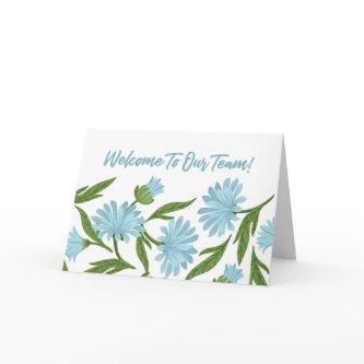 Blue Floral Welcome to the Team New Employee Card