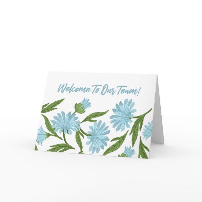Blue Floral Welcome to the Team New Employee Card