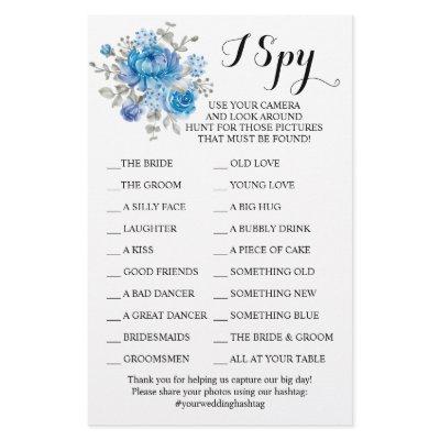 Blue Flower Wedding Reception I Spy Game Card Flyer
