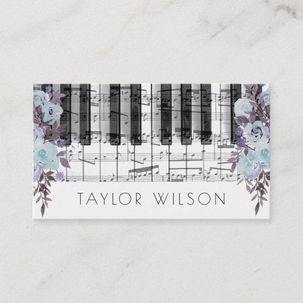 blue flowers keyboard music teacher