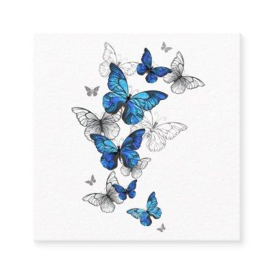 Blue Flying Butterflies Morpho Calling Card