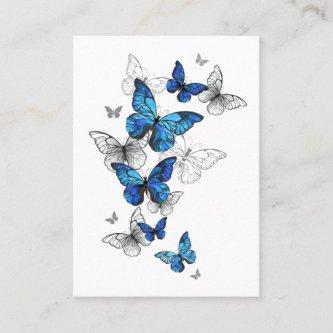 Blue Flying Butterflies Morpho Calling Card
