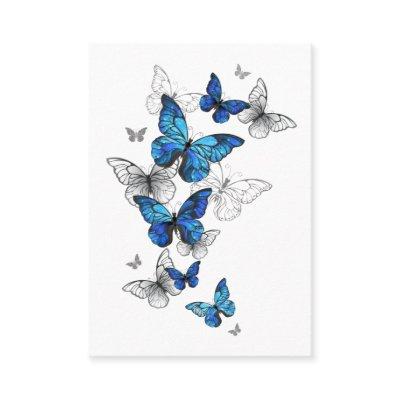 Blue Flying Butterflies Morpho Calling Card
