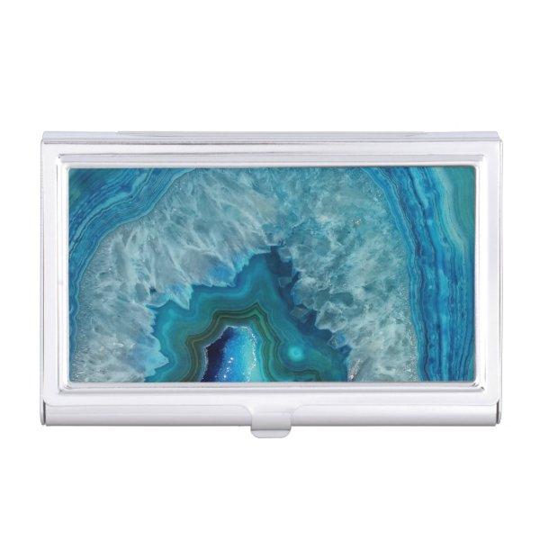 Blue Geode Rock Mineral Agate Crystal Image  Case