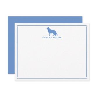 Blue German Shepherd Dog Modern Border Stationery Note Card