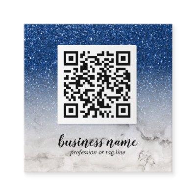 Blue Glitter Ombre Cursive QR CODE social icon  Square